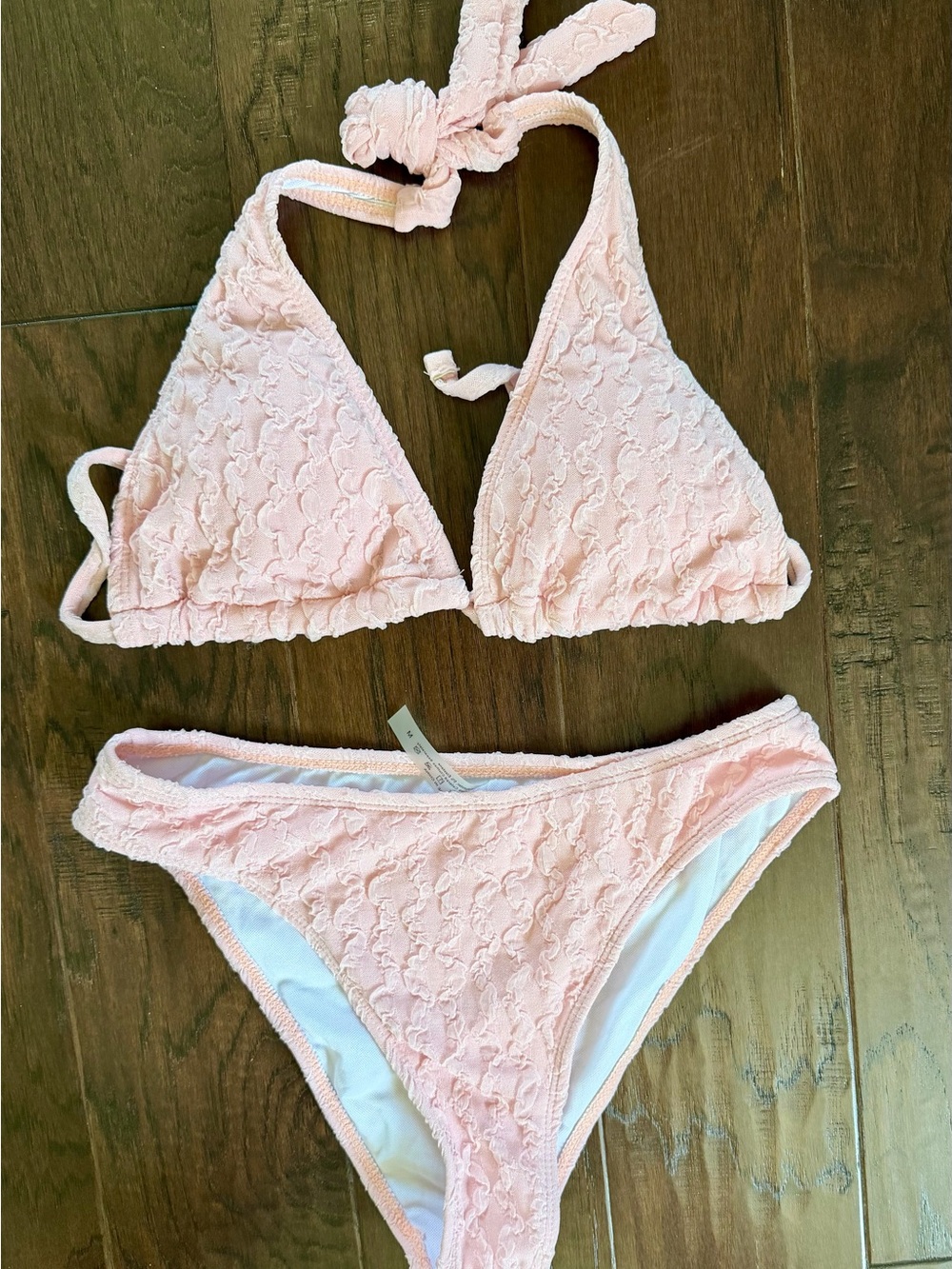 SHEIN Light Pink Lace Triangle Bikini Set